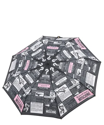 Moschino Openclose Newspasper Umbrella In Black
