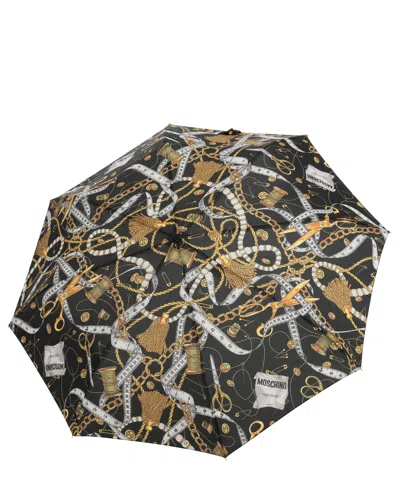 Moschino Openclose Sewing Tools Umbrella In Black