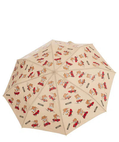 Moschino Openclose Skater Bears Umbrella In Beige