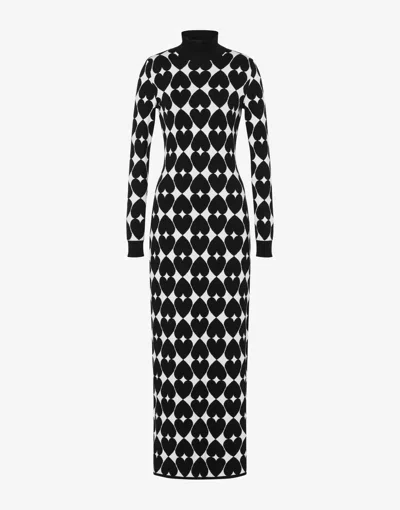 Moschino Heart-motif Intarsia-knit Dress In Black