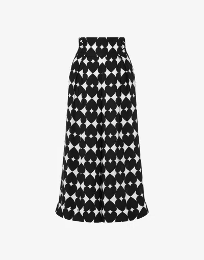 Moschino Geometric-print Cropped Trousers In Black