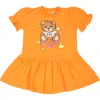 MOSCHINO ORANGE DRESS FOR BABY GIRL WITH TEDDY BEAR AND HEARTS