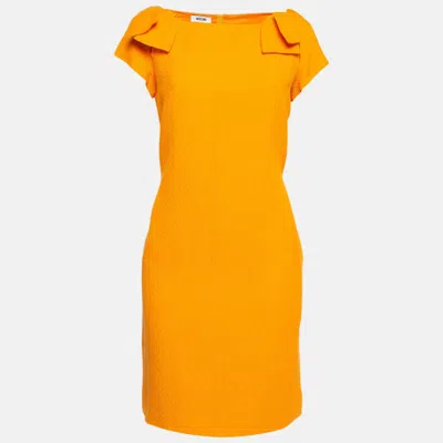 Pre-owned Moschino Orange Textured Cotton Blend Tulip Petal Sheath Dress M