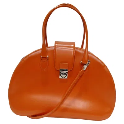 Pre-owned Moschino Orange Top Handle Leather Handbag