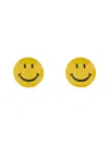Moschino Round Smiley Face Earrings With Glossy Finish In Yellow