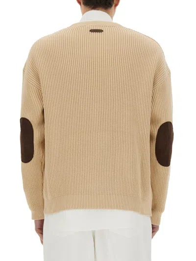 Moschino Organic Cotton Blend Cardigan In Beige