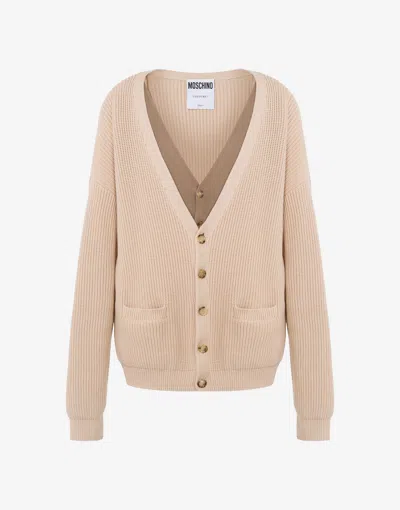 Moschino Organic Cotton Blend Cardigan In Sand