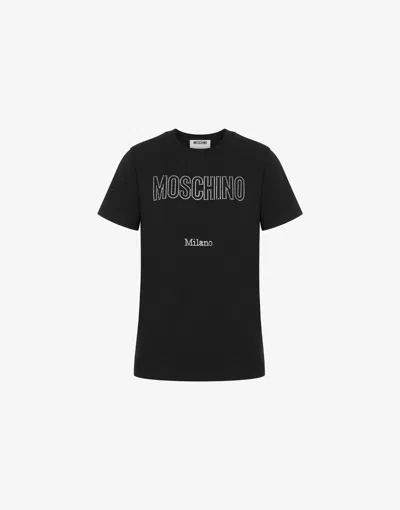 Moschino Organic Cotton Jersey T-shirt Decorated In Black
