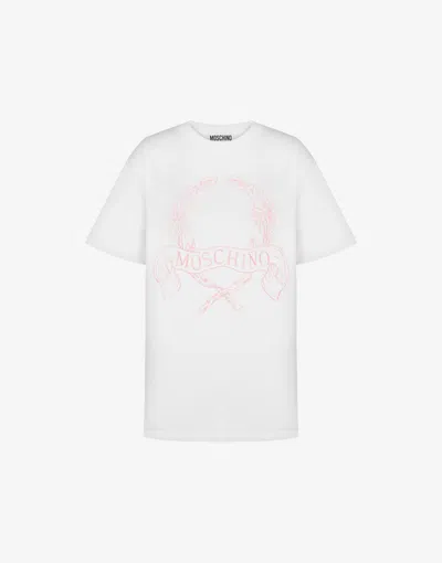 Moschino Organic Cotton Jersey T-shirt Laurel Crown In White