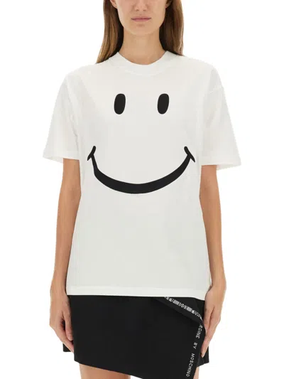 Moschino Organic Cotton Jersey T-shirt Smiley In Multi