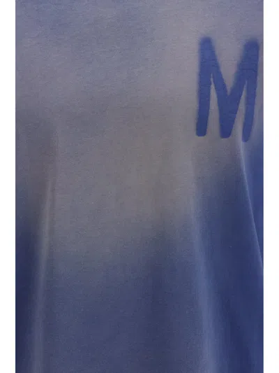 Moschino Organic Cotton With Gradient Logo Print T-shirt In Blue