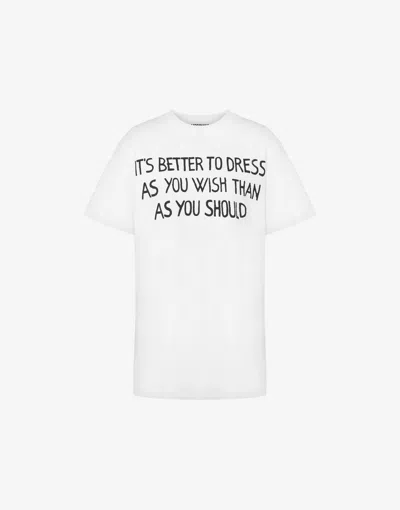 Moschino Organic Jersey T-shirt Archive Slogan In White