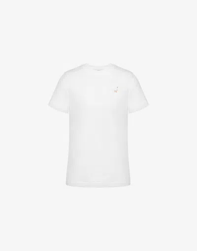 Moschino Organic Jersey T-shirt Goose Embroidery In White