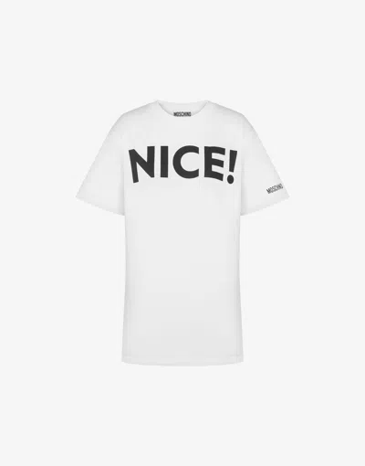 Moschino Organic Jersey T-shirt 'nice!' In White