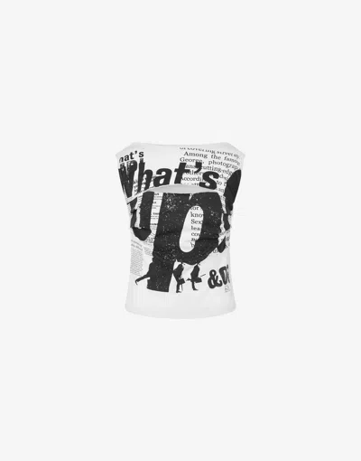 Moschino Organic Jersey Top 'what's Up' In White