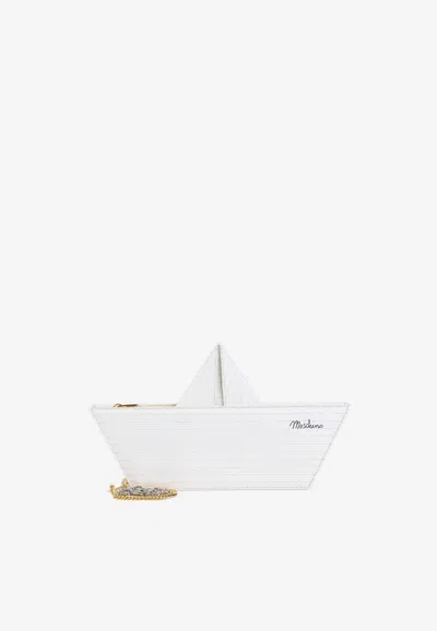 Moschino Origami Boat Shoulder Bag In White