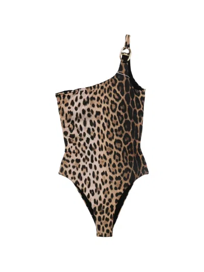 Moschino O-ring Leopard-print Swimsuit In Animal Print