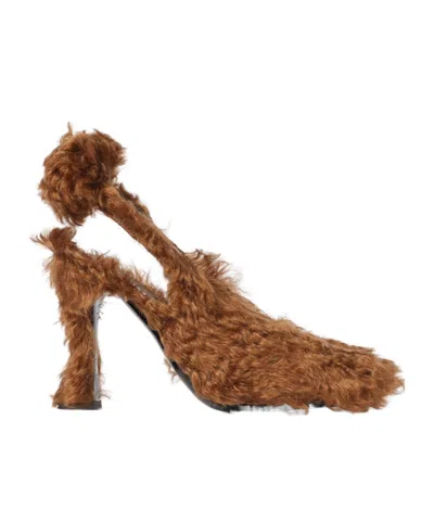 Moschino Orsetto Slingback Heeled Pumps In Brown