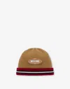 Moschino Logo-appliqué Virgin Wool Beanie In Beige