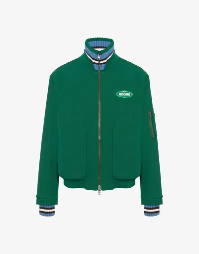 Moschino Logo-appliqué Bomber Jacket In Green