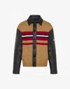 Moschino Knitted-panel Leather Jacket In Black