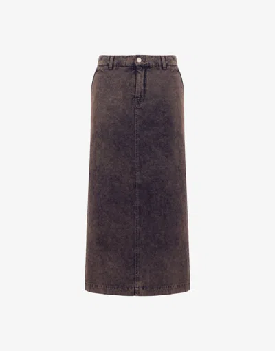 Moschino Overdyed Cotton Canvas Skirt In Gray