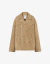 Moschino Zip-up Suede Biker Jacket In Beige