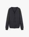 Moschino Virgin Wool V-neck Cardigan In Dark Grey