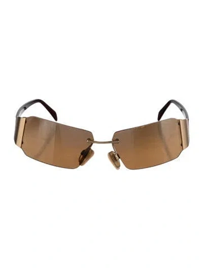 Pre-owned Moschino Oversize Mirrored Sunglasses In Gold