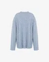 Moschino Cable Knit Virgin Wool Jumper In Sky Blue