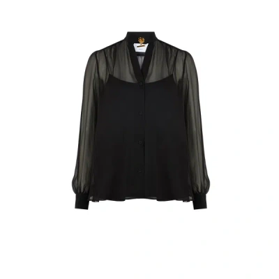 Moschino Oversize Tie-neck Blouse In Black