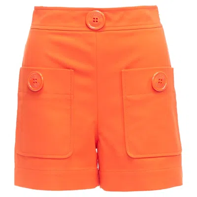 Moschino Oversized Buttons High Waist Wide Leg Shorts In Orange