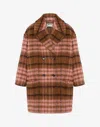Moschino Double-breasted Plaid Coat Notched Lapels In Brown