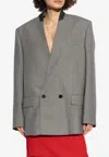 Moschino Oversized Double-breasted Wool Blazer In Gray