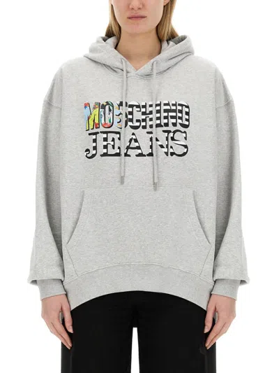 Moschino Oversized Grey Sweatshirt In White