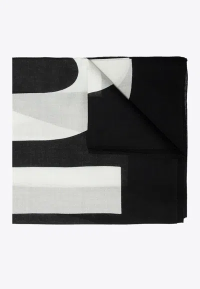 Moschino Oversized Logo Print Scarf In Black