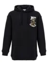 Moschino Graphic Print Hooded Longline Ribbed Cuffs In Black