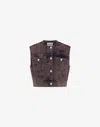 Moschino Overtinted Cotton Canvas Vest In Brown