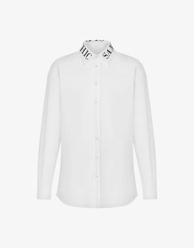 Moschino Logo-print Poplin Shirt In White