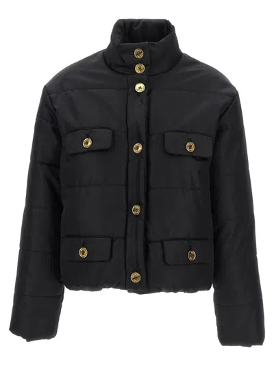MOSCHINO PADDED DOWN JACKET WITH GOLD LOGO BUTTON CLOSURE