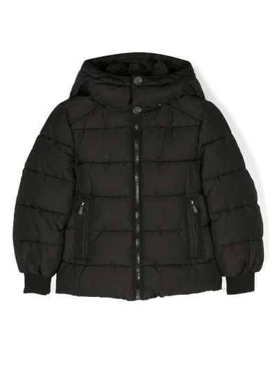 Moschino Kids' Padded Hooded Jacket In Black