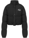 Moschino Lightweight Nylon Down Jacket Laurel Crown Logo In Black