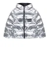 Moschino Padded Jacket With Logo In Silver