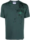Moschino Painted Splatter Stretch Jersey T-shirt In Green