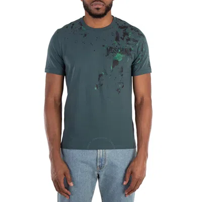 Moschino Painted Splatter Stretch Jersey T-shirt In Green