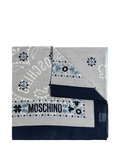 Moschino Paisley-pattern Scarf In Gray