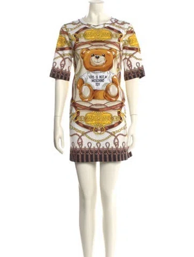 Pre-owned Moschino Paisley Print Mini Dress In Yellow
