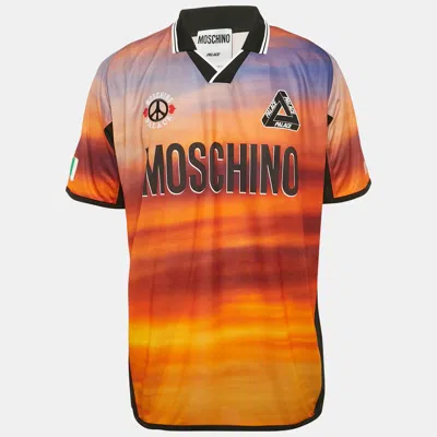 Pre-owned Moschino Palace Brown Printed Jersey T-shirt L