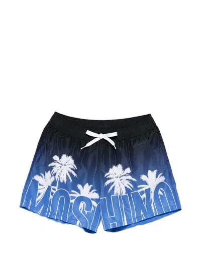 Moschino Palm-tree Print Swim Short In Blue