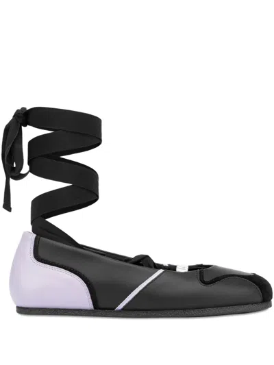 Moschino Panelled Ballet Flats In Black